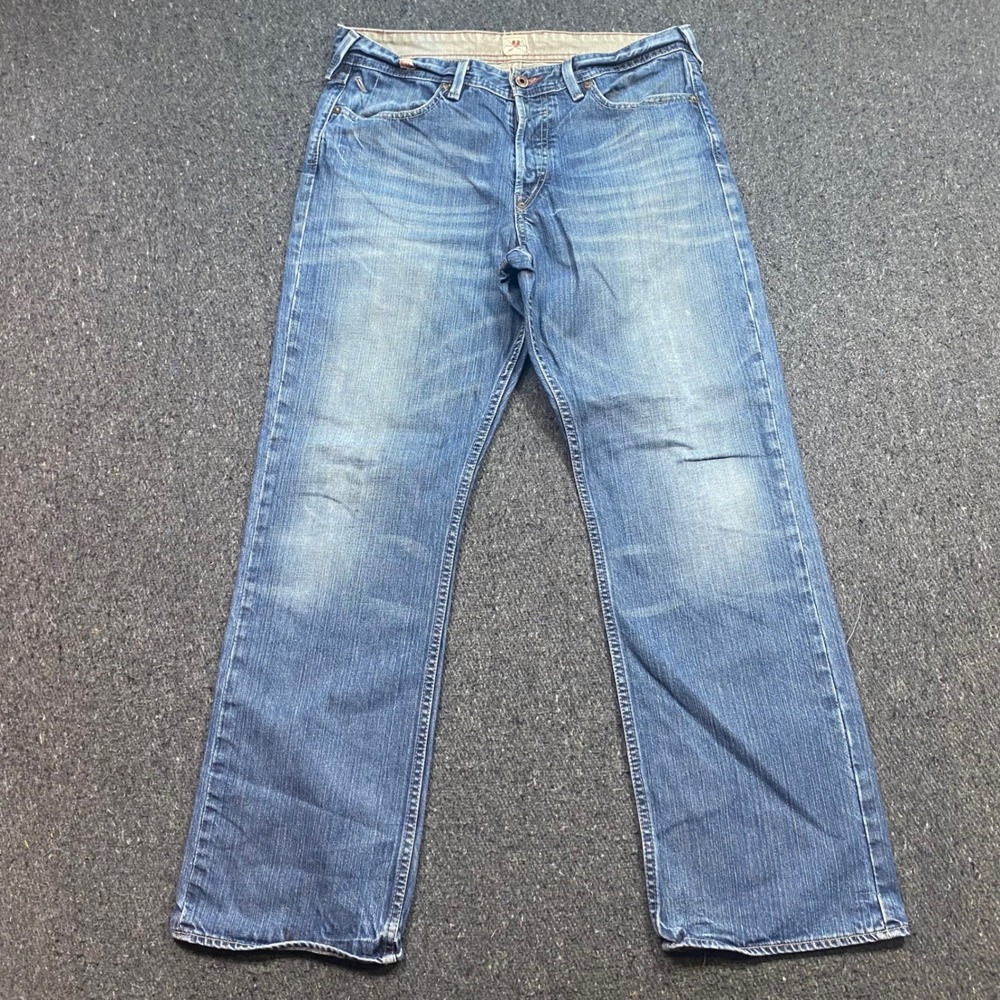 X2 Denim Laboratory Jeans Sz 35 Mens Blue Skater Grunge Distressed Button Fly